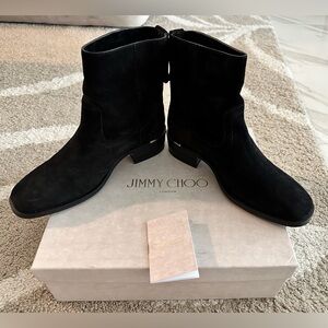 JIMMY CHOO HALBERT FLAT Suede Ankle Boots Black size 37